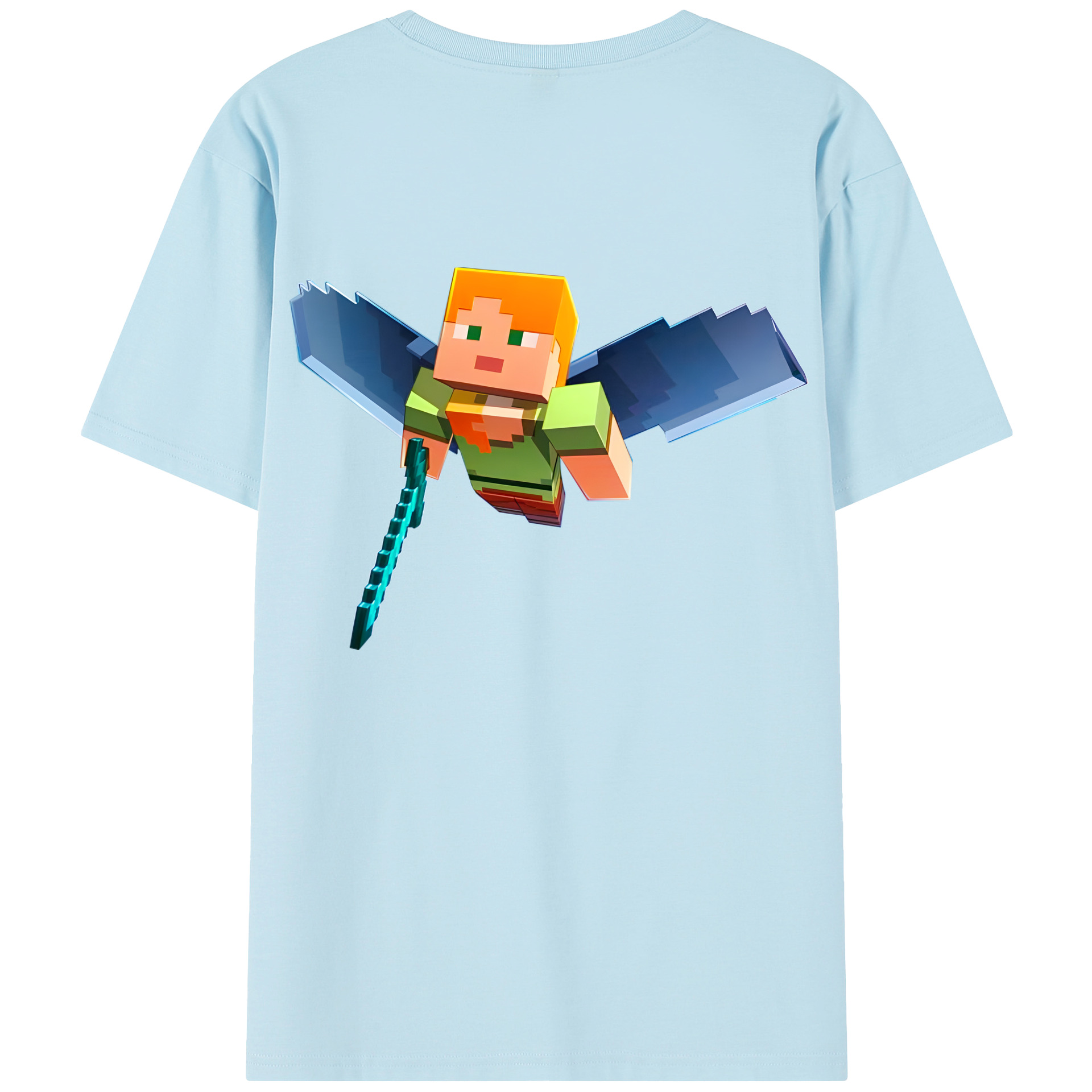 （画像用） マインクラフト ブロックの世界 Minecraft MC Block world 綿100％半袖Tシャツ（背面プリント）